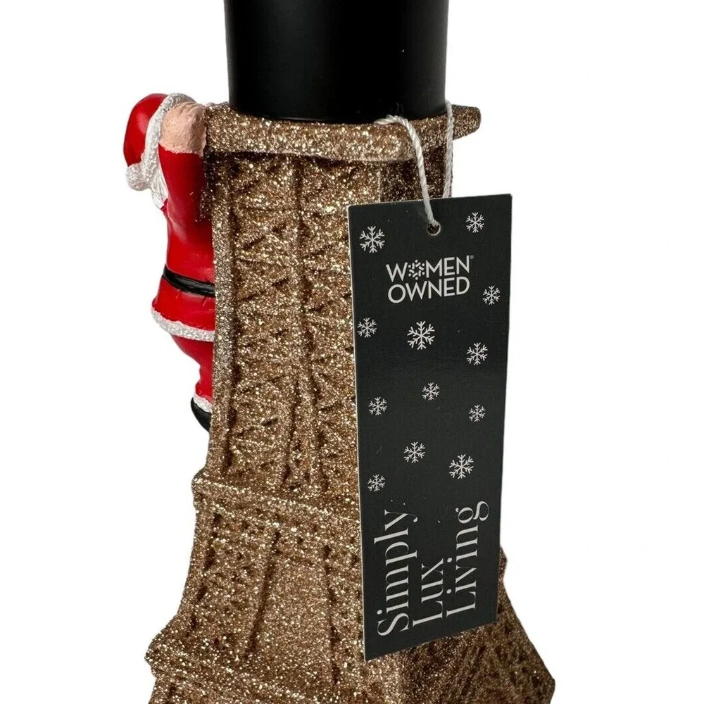 NEW Lux Living Gold Glitter Santa Eiffel Tower Paris Christmas Soap Dispenser 8